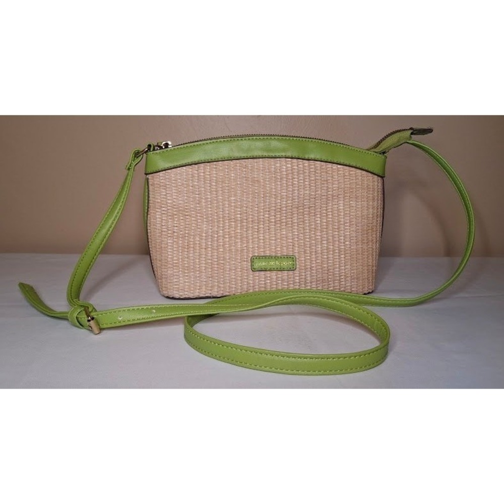 Nanette Lepore Green Straw Woven Crossbody Bag Summer Vacation Purse